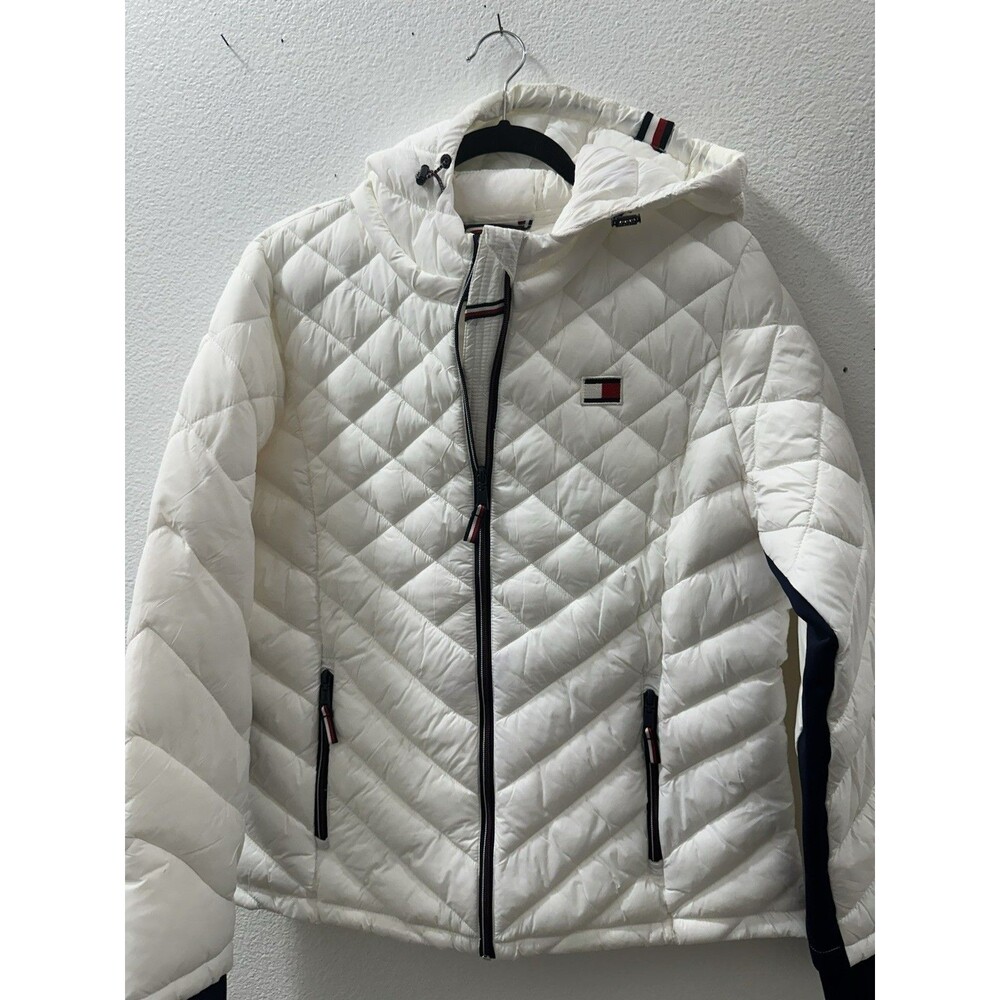 Tommy Hilfiger Puffer Hooded Women's Packable Jacket - XLarge XL White